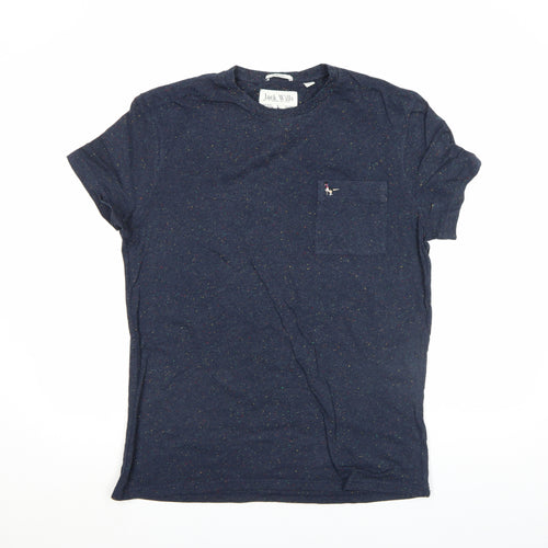 Jack Wills Men's Blue Slim Fit Speckled Crew Neck T-Shirt M