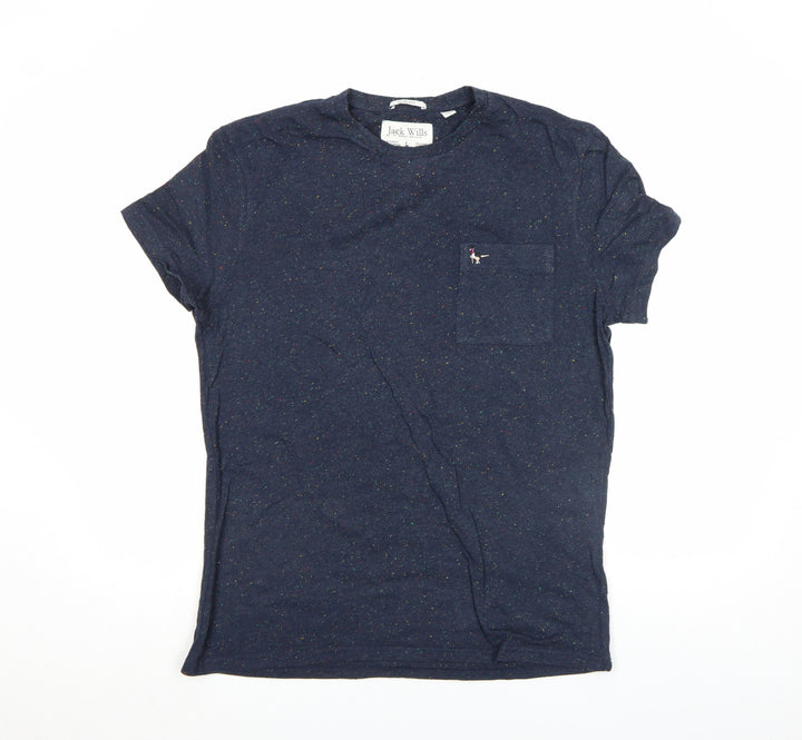 Jack Wills Men's Blue Slim Fit Speckled Crew Neck T-Shirt M