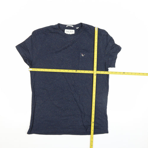 Jack Wills Men's Blue Slim Fit Speckled Crew Neck T-Shirt M