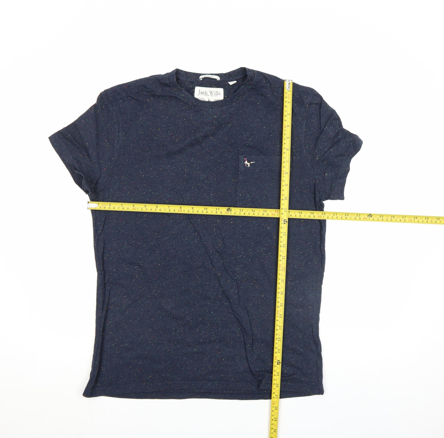 Jack Wills Men's Blue Slim Fit Speckled Crew Neck T-Shirt M