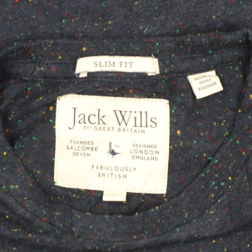 Jack Wills Men's Blue Slim Fit Speckled Crew Neck T-Shirt M