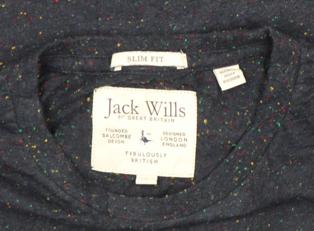 Jack Wills Men's Blue Slim Fit Speckled Crew Neck T-Shirt M