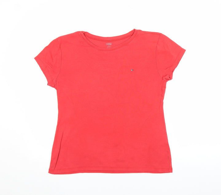 Tommy Hilfiger Women's Red Slim Fit Cotton T-Shirt Size S