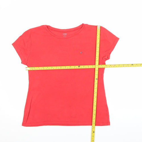 Tommy Hilfiger Women's Red Slim Fit Cotton T-Shirt Size S