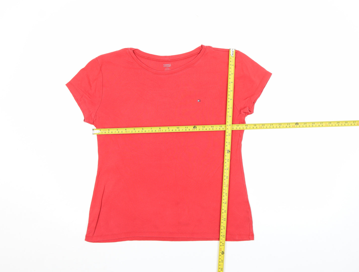 Tommy Hilfiger Women's Red Slim Fit Cotton T-Shirt Size S