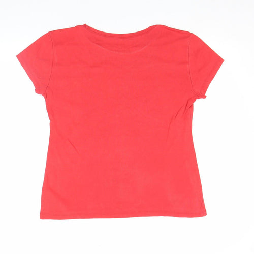 Tommy Hilfiger Women's Red Slim Fit Cotton T-Shirt Size S