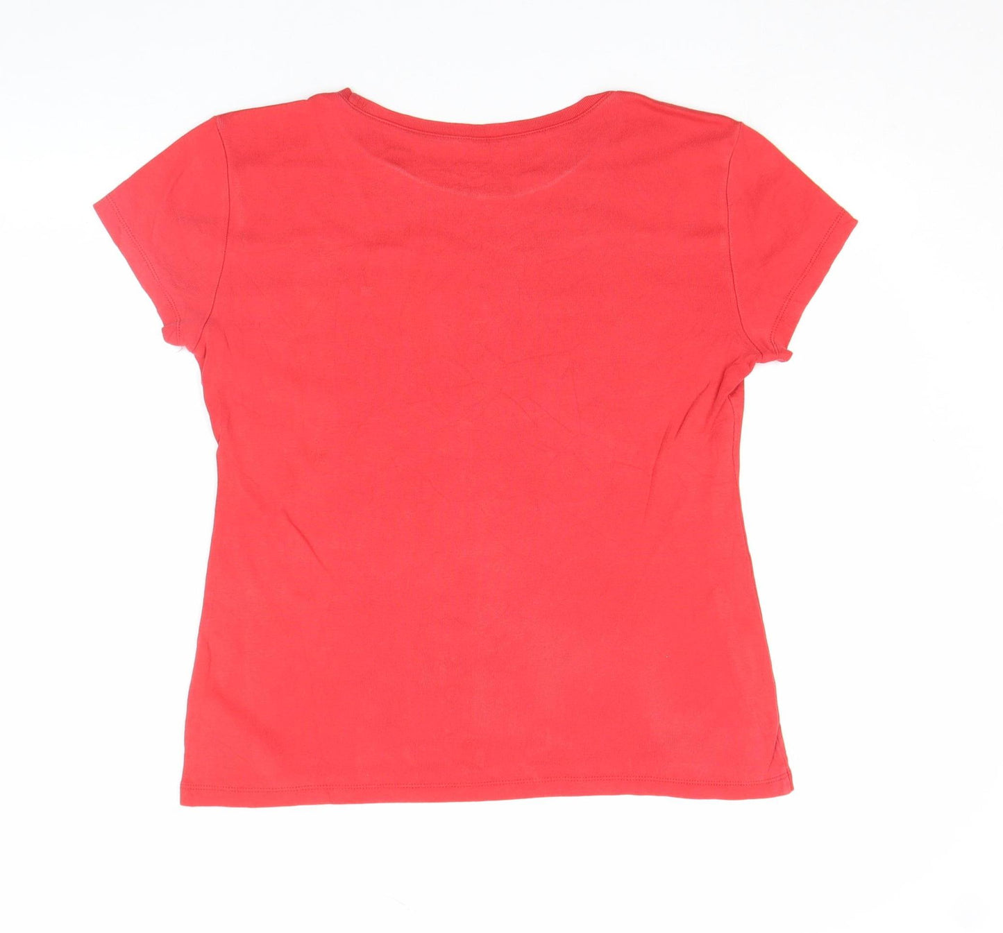 Tommy Hilfiger Women's Red Slim Fit Cotton T-Shirt Size S