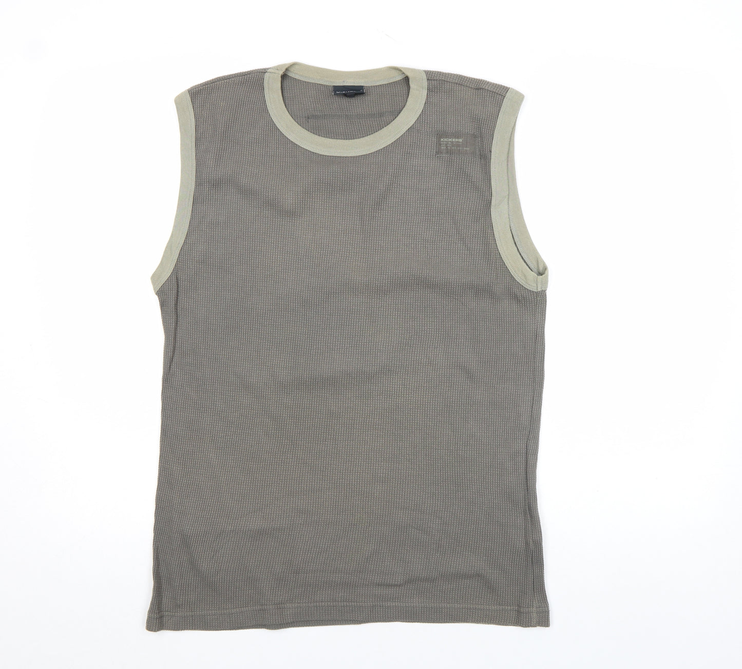 Kickers Men's Grey Sleeveless Crew Neck Cotton T-Shirt Size L