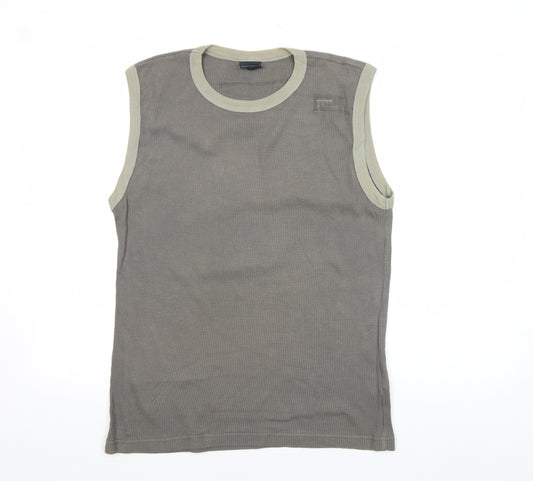 Kickers Men's Grey Sleeveless Crew Neck Cotton T-Shirt Size L