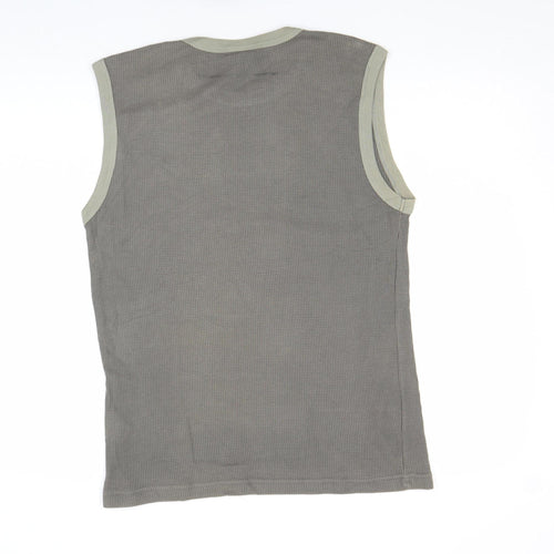 Kickers Men's Grey Sleeveless Crew Neck Cotton T-Shirt Size L