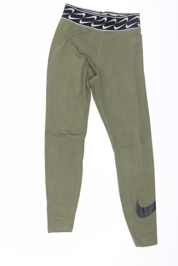 Nike Women Green Small Leggings Elastic Waist Slim Fit Activewear