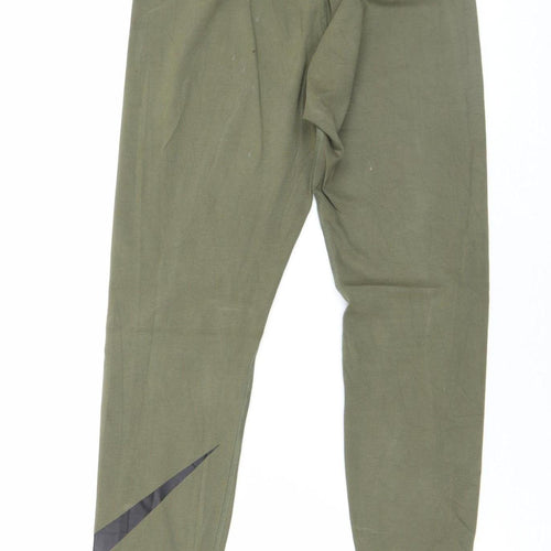 Nike Women Green Small Leggings Elastic Waist Slim Fit Activewear