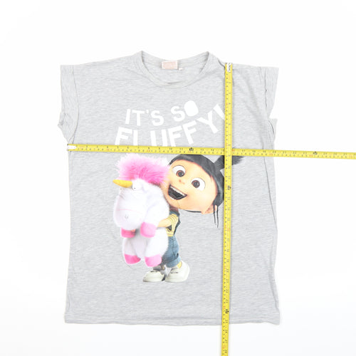 Despicable Me Women's Grey T-Shirt Size 12 It's So Fluffy Crew Neck