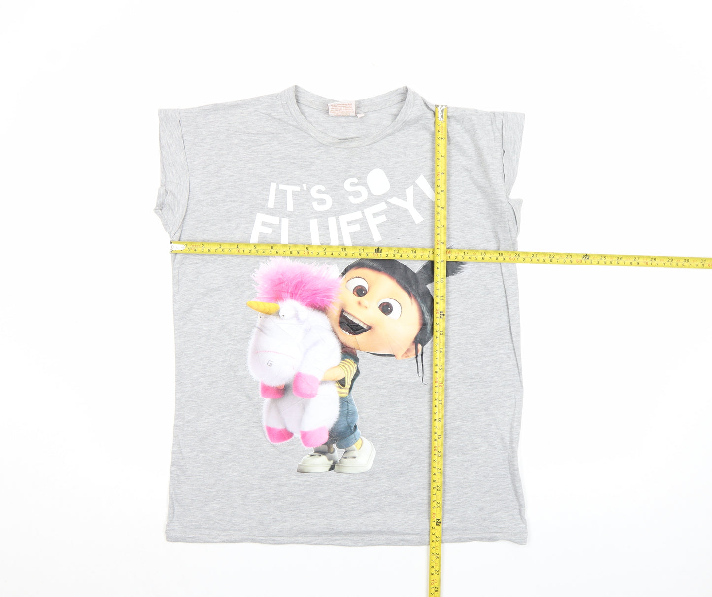 Despicable Me Women's Grey T-Shirt Size 12 It's So Fluffy Crew Neck