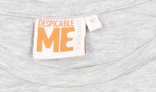 Despicable Me Women's Grey T-Shirt Size 12 It's So Fluffy Crew Neck