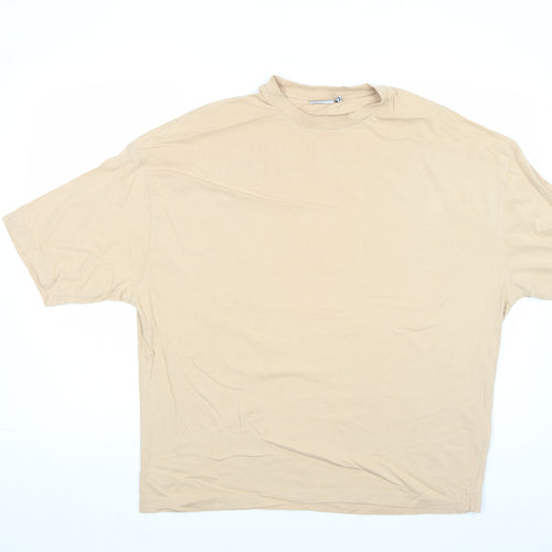 ASOS DESIGN Men's Beige Cotton Relaxed Fit Short Sleeve T-Shirt M