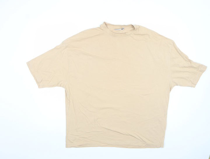 ASOS DESIGN Men's Beige Cotton Relaxed Fit Short Sleeve T-Shirt M