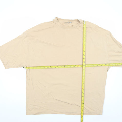 ASOS DESIGN Men's Beige Cotton Relaxed Fit Short Sleeve T-Shirt M