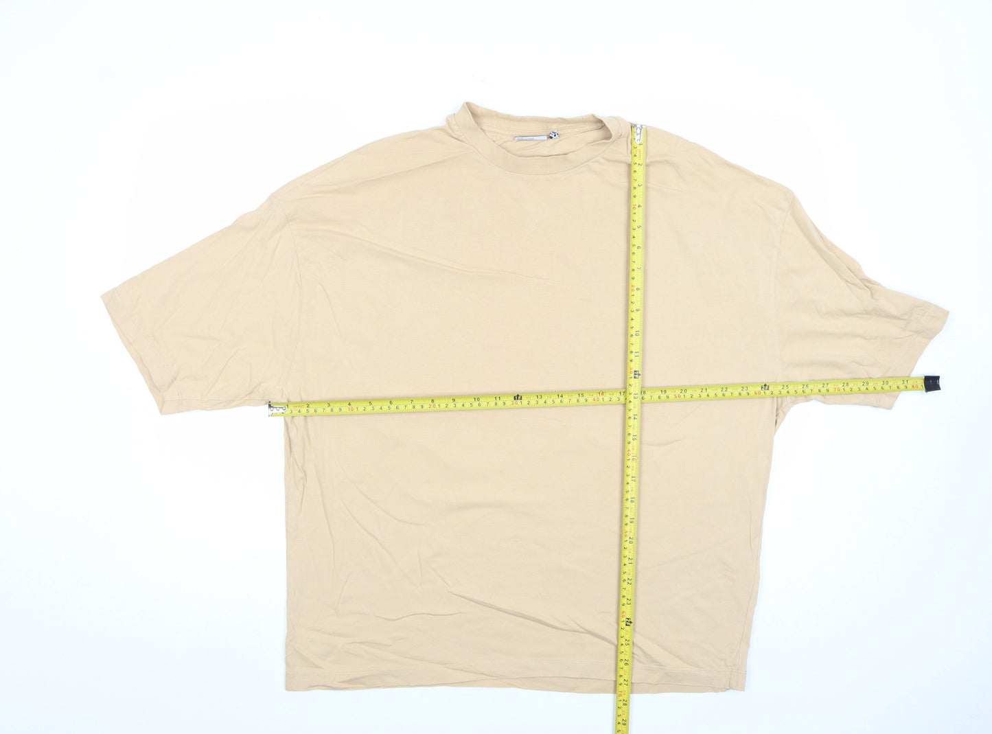 ASOS DESIGN Men's Beige Cotton Relaxed Fit Short Sleeve T-Shirt M
