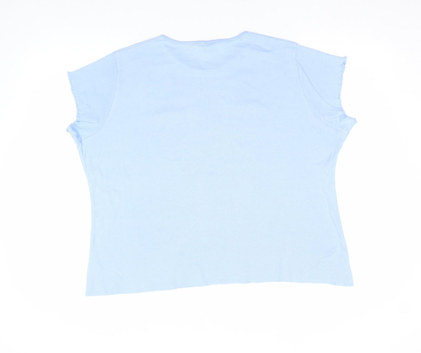 Marks and Spencer Womens Blue Floral Embroidered T-Shirt Size 22