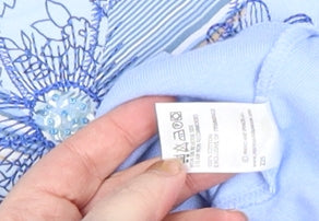 Marks and Spencer Womens Blue Floral Embroidered T-Shirt Size 22