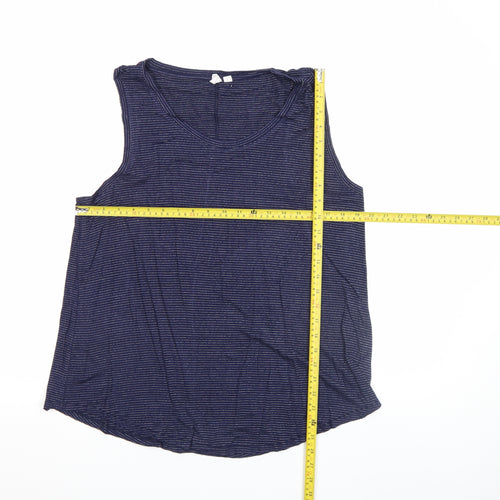 GAP Womens Blue Striped Tank Top Size L Cotton Modal Jersey Scoop Neck
