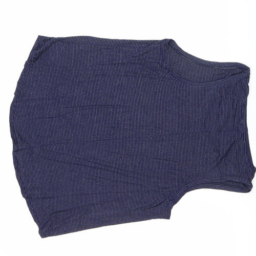 GAP Womens Blue Striped Tank Top Size L Cotton Modal Jersey Scoop Neck