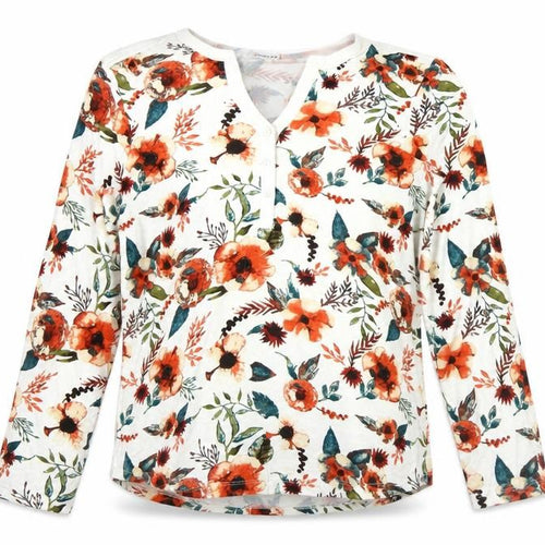 Damart Womens Multicoloured Floral Henley Long Sleeve Top Size S