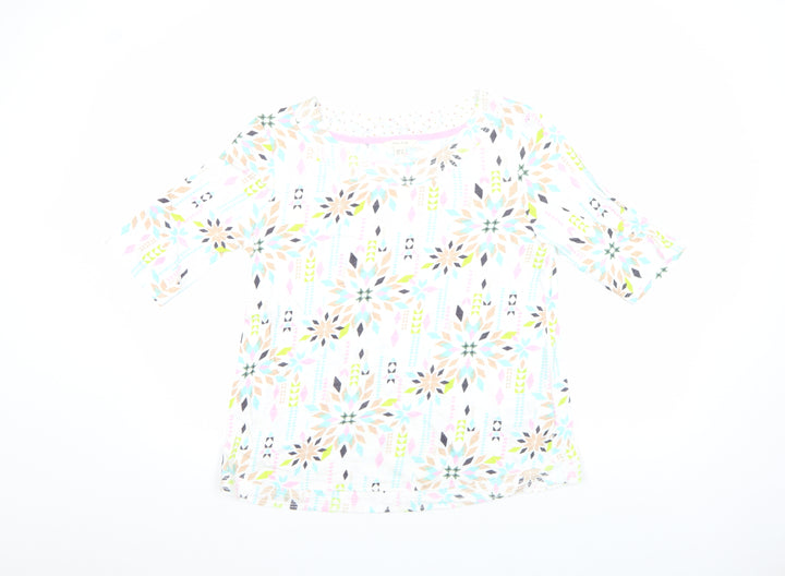 White Stuff Womens Multicoloured Cotton 3/4 Sleeve T-Shirt UK 12