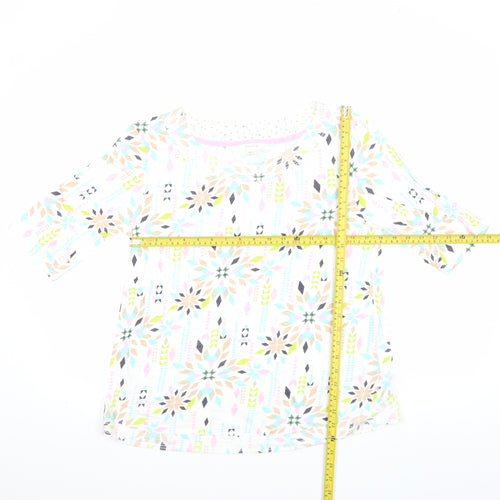 White Stuff Womens Multicoloured Cotton 3/4 Sleeve T-Shirt UK 12