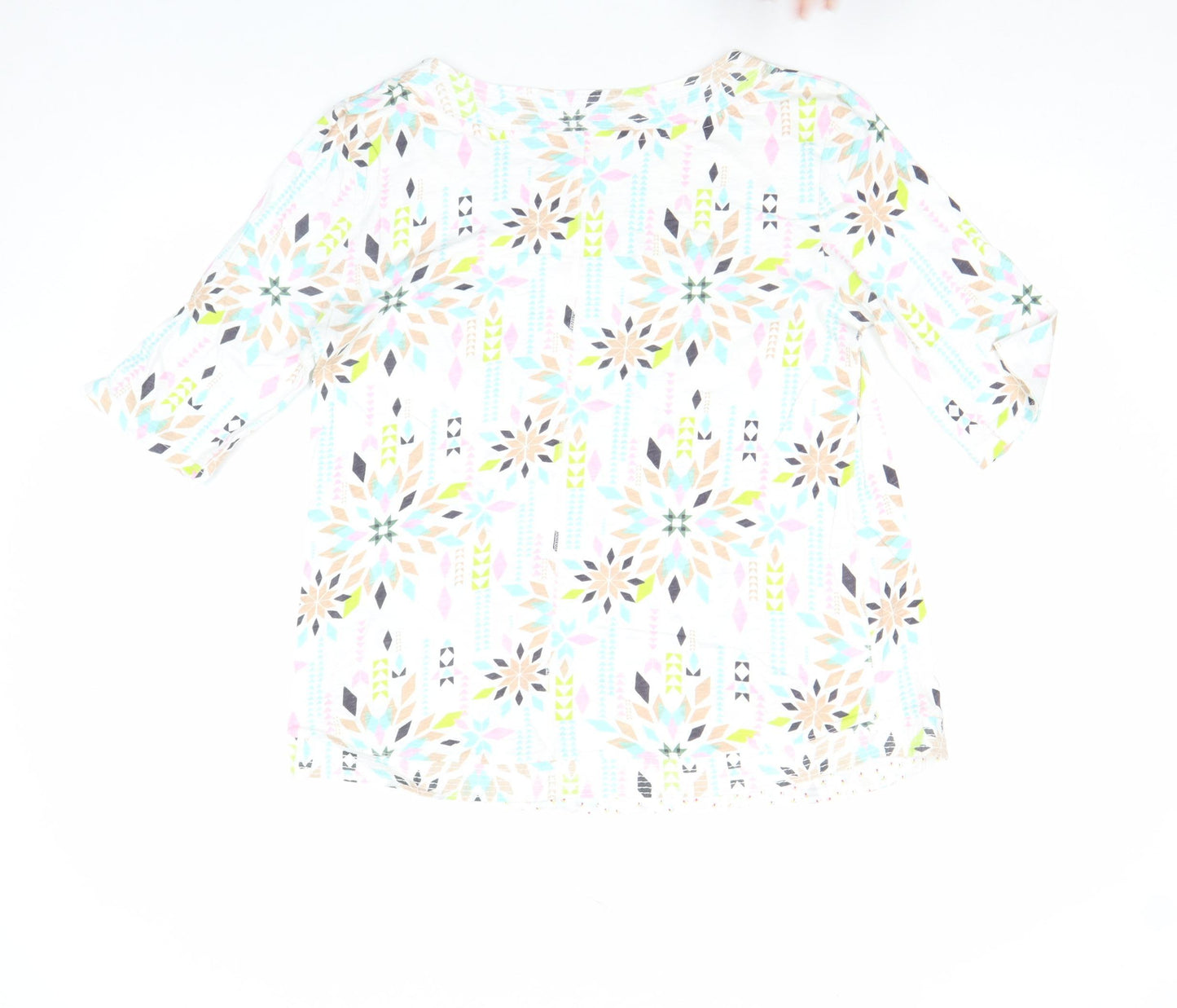 White Stuff Womens Multicoloured Cotton 3/4 Sleeve T-Shirt UK 12