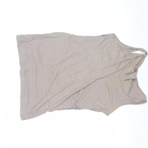 Denim Co Womens Beige Animal Print Beaded Tank Top Size 10