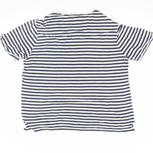 Luke Men's Blue White Striped Nautical Crew Neck Cotton T-Shirt XL