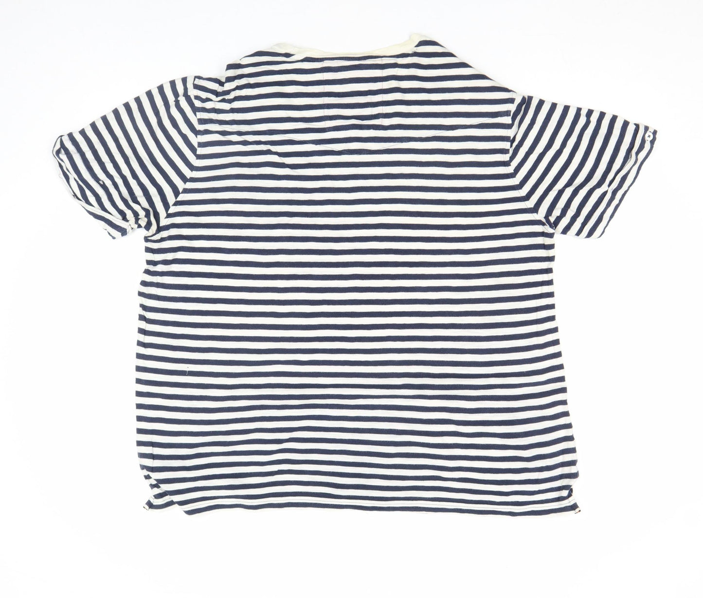 Luke Men's Blue White Striped Nautical Crew Neck Cotton T-Shirt XL