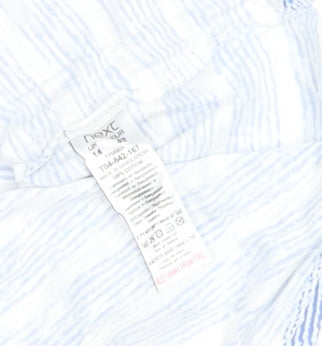 Next Women’s Blue Striped Cotton Blend Sleeveless T-Shirt Size 14