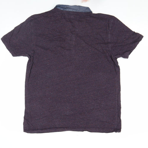 Next Men's Purple Short Sleeve Button-Down Polo Shirt Size L