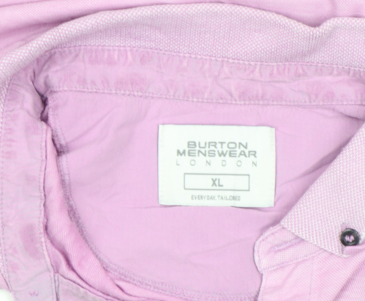 Burton Menswear London Men's Pink Cotton Polo Shirt XL