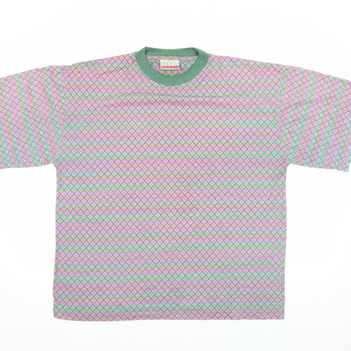 River Mountain Men's Multicoloured Geometric Retro T-Shirt L