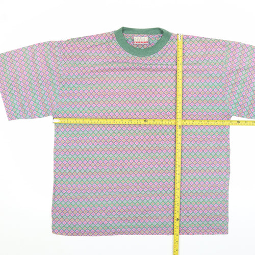 River Mountain Men's Multicoloured Geometric Retro T-Shirt L