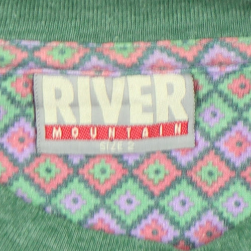 River Mountain Men's Multicoloured Geometric Retro T-Shirt L
