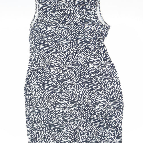 bpc Selection Women's Blue Floral Cotton Knee Length Sleeveless V-Neck Tank Dress Size 14