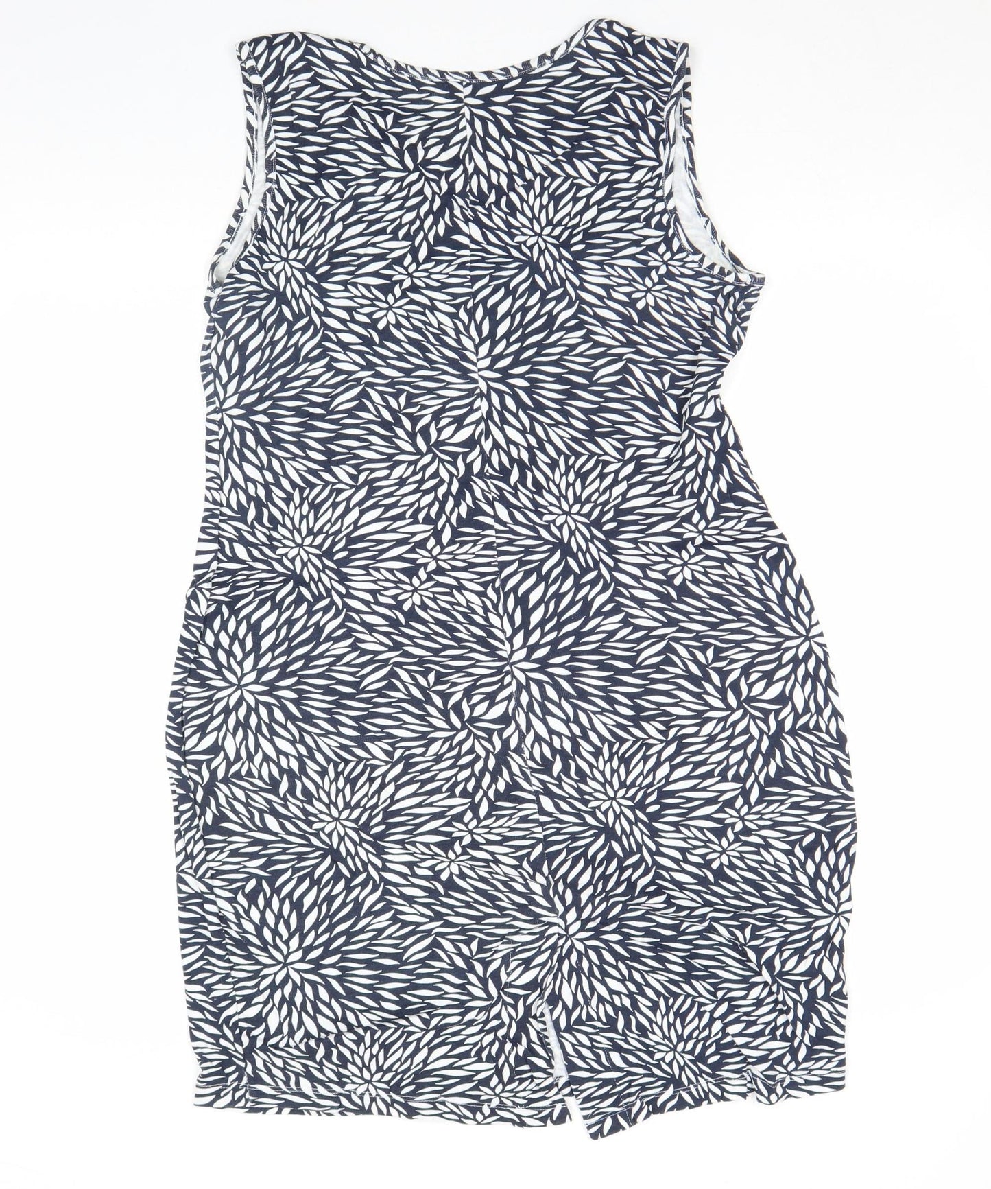 bpc Selection Women's Blue Floral Cotton Knee Length Sleeveless V-Neck Tank Dress Size 14