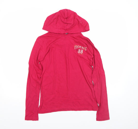 FatFace Girls Red Hooded Long Sleeve Pullover T-Shirt 12-13 Years