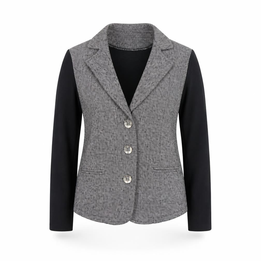 Nwillow Women Grey Tweed Blazer Jacket M Long Sleeve Classic Workwear