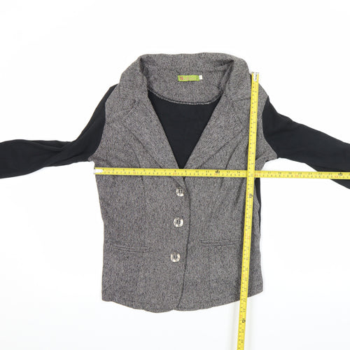 Nwillow Women Grey Tweed Blazer Jacket M Long Sleeve Classic Workwear