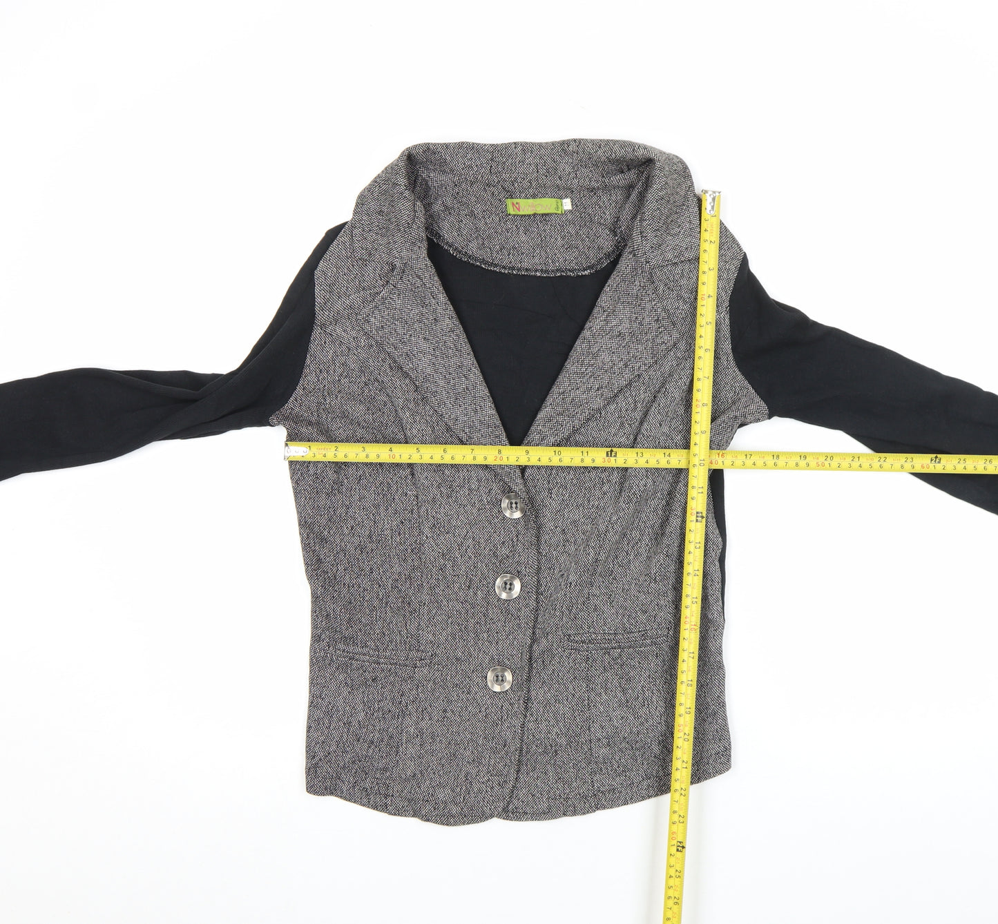 Nwillow Women Grey Tweed Blazer Jacket M Long Sleeve Classic Workwear