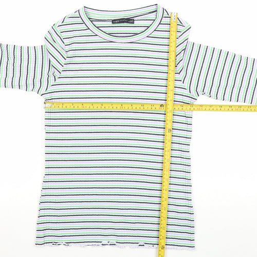 Marks and Spencer Women's Multicoloured Striped Long Sleeve T-Shirt Size 12