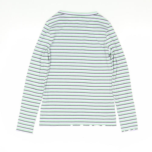 Marks and Spencer Women's Multicoloured Striped Long Sleeve T-Shirt Size 12