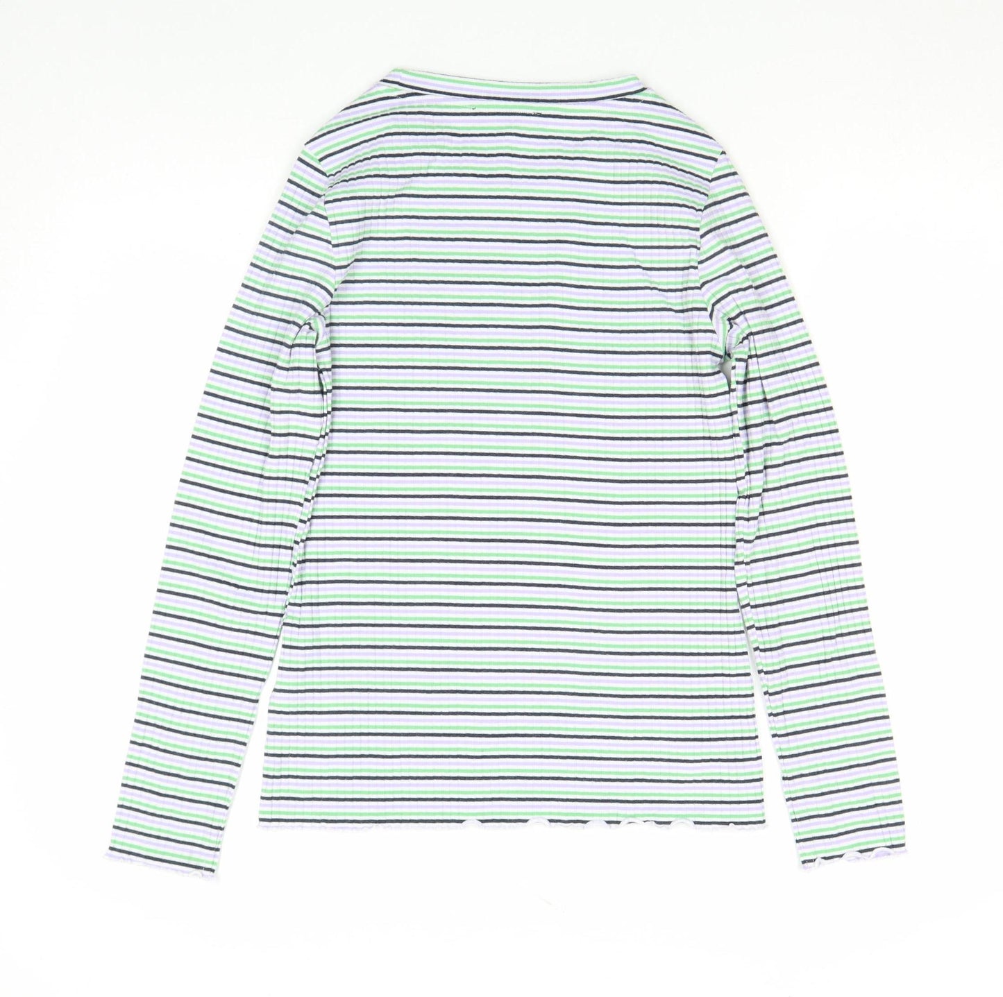 Marks and Spencer Women's Multicoloured Striped Long Sleeve T-Shirt Size 12