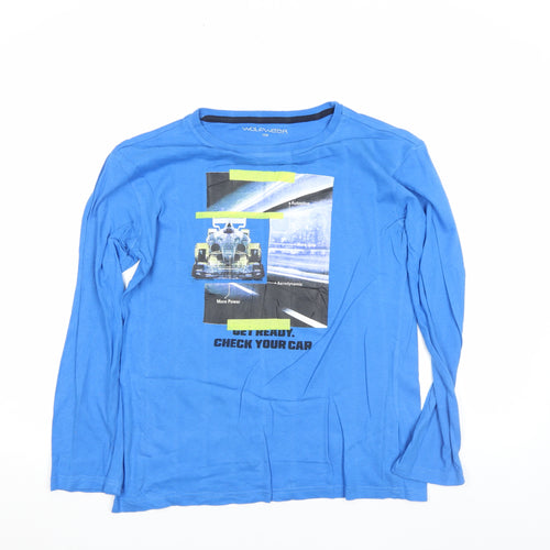 Wolfwear Boys Blue Long Sleeve Graphic Car T-Shirt Size 158 Cotton